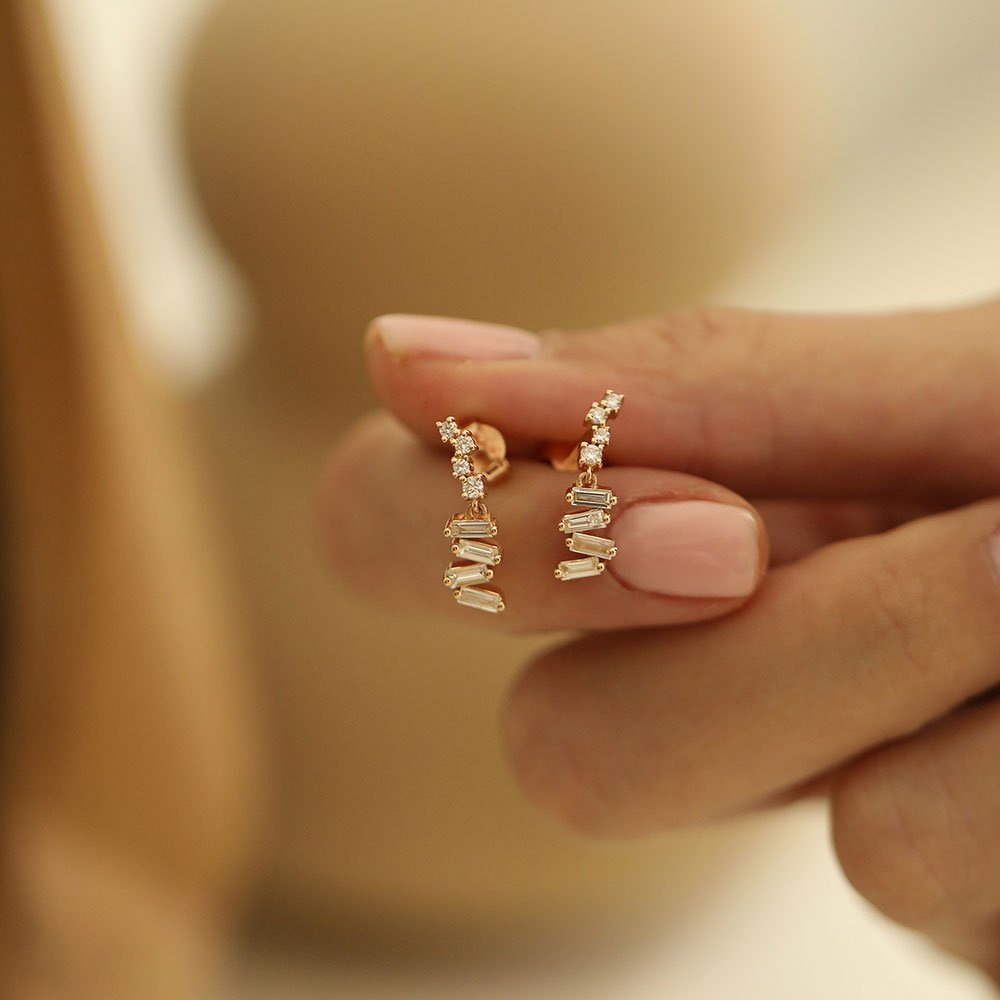 0.48 Karat Baget Pırlantalı Özel Tasarım Küpe - RNF0680 | Ronaff Pırlanta | Tektaş Yüzük, Pırlanta Yüzük, Kolye, Küpe