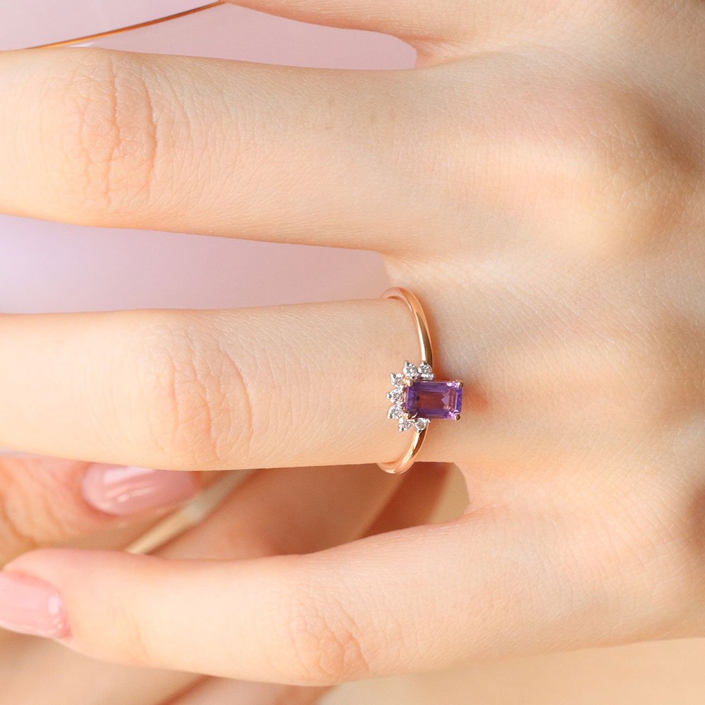 0.50 Karat Baget Ametist Pırlantalı Yüzük - RNF0308 | Ronaff Pırlanta | Tektaş Yüzük, Pırlanta Yüzük, Kolye, Küpe