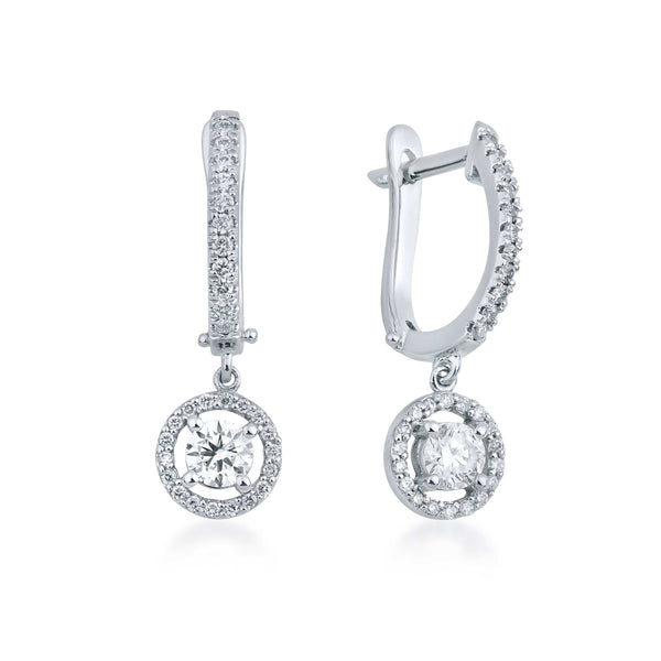 0.80 Karat Yuvarlak Kesim Halo Model Pırlanta Tektaş Sallantılı Küpe - RNF0113 | Ronaff Pırlanta | Tektaş Yüzük, Pırlanta Yüzük, Kolye, Küpe