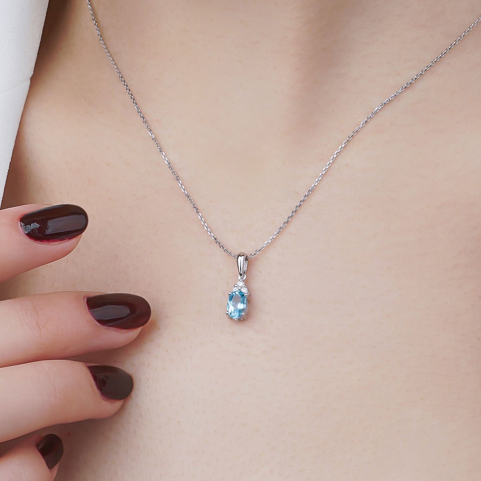 0.82 Karat Aquamarin Pırlantalı Kolye - RNF0395 | Ronaff Pırlanta | Tektaş Yüzük, Pırlanta Yüzük, Kolye, Küpe