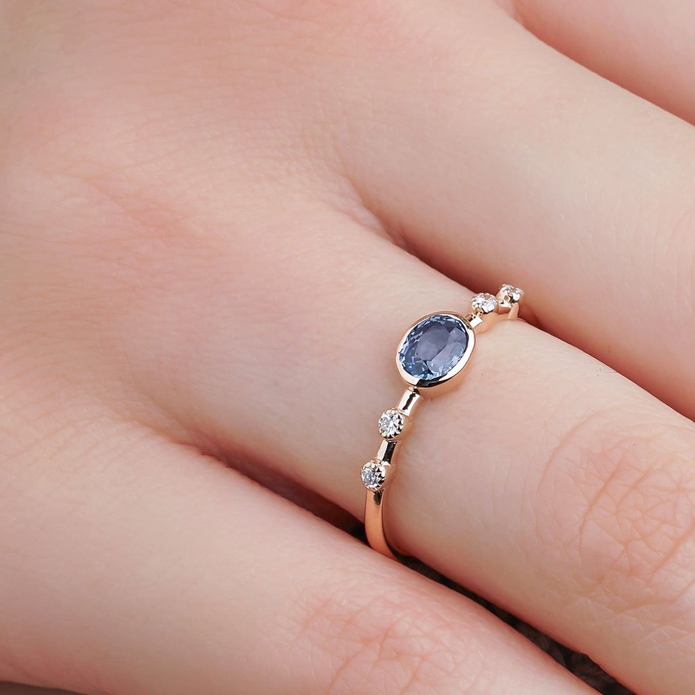 0.86 Karat Oval Kesim Safir Pırlantalı Yüzük - RNF0497 | Ronaff Pırlanta | Tektaş Yüzük, Pırlanta Yüzük, Kolye, Küpe