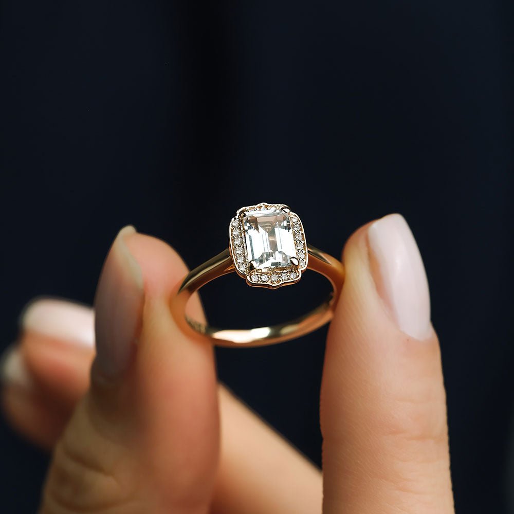 0.70 Karat Topaz & 0.12 Karat Kenar Yuvarlak Tektaş Tasarım Vintage Yüzük - RNF0768 | Ronaff Pırlanta | Tektaş Yüzük, Pırlanta Yüzük, Kolye, Küpe