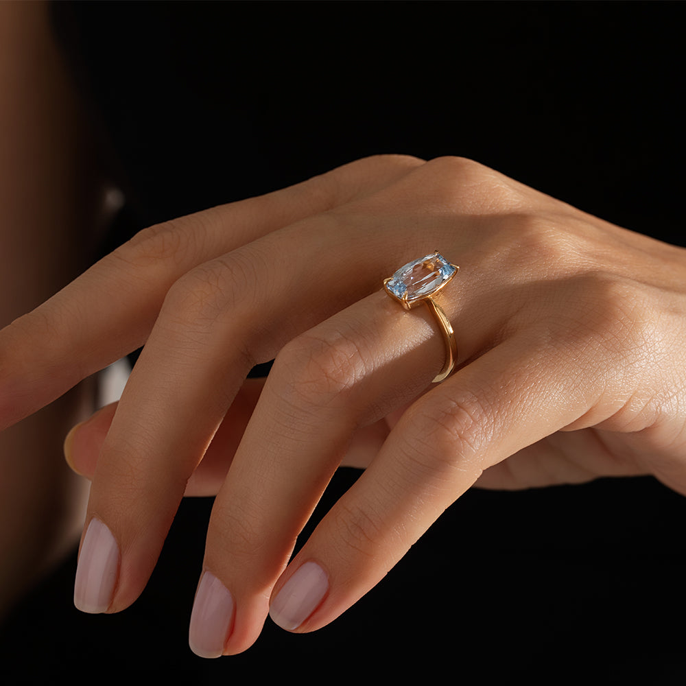 1.68 Karat Mavi Topaz Özel Kesim ve Tasarım Tektaş Yüzük - RNF0701 | Ronaff Pırlanta | Tektaş Yüzük, Pırlanta Yüzük, Kolye, Küpe