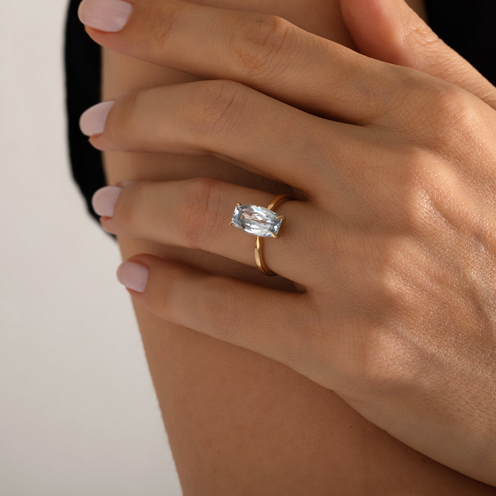 1.68 Karat Mavi Topaz Özel Kesim ve Tasarım Tektaş Yüzük - RNF0701 | Ronaff Pırlanta | Tektaş Yüzük, Pırlanta Yüzük, Kolye, Küpe