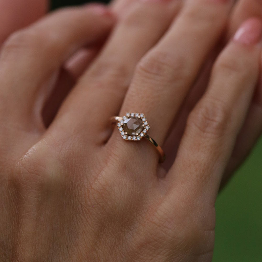 1.08 Karat Salt and Pepper Pırlantalı Yüzük (Karamel) - RNF0539 | Ronaff Pırlanta | Tektaş Yüzük, Pırlanta Yüzük, Kolye, Küpe