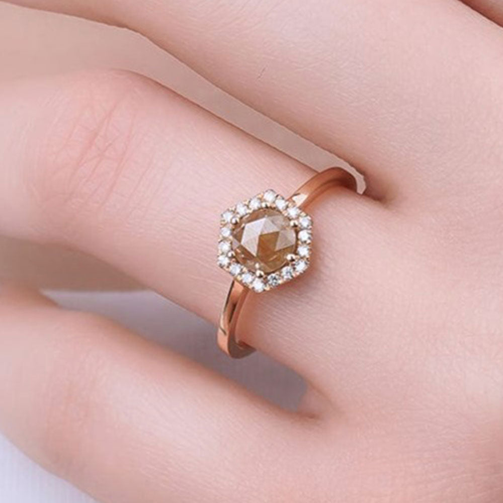 1.08 Karat Salt and Pepper Pırlantalı Yüzük (Karamel) - RNF0539 | Ronaff Pırlanta | Tektaş Yüzük, Pırlanta Yüzük, Kolye, Küpe
