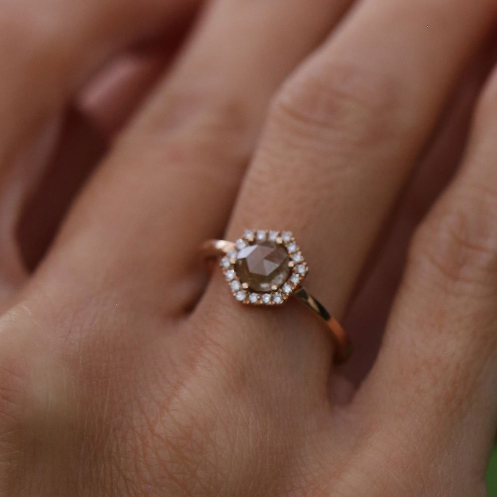 1.08 Karat Salt and Pepper Pırlantalı Yüzük (Karamel) - RNF0539 | Ronaff Pırlanta | Tektaş Yüzük, Pırlanta Yüzük, Kolye, Küpe