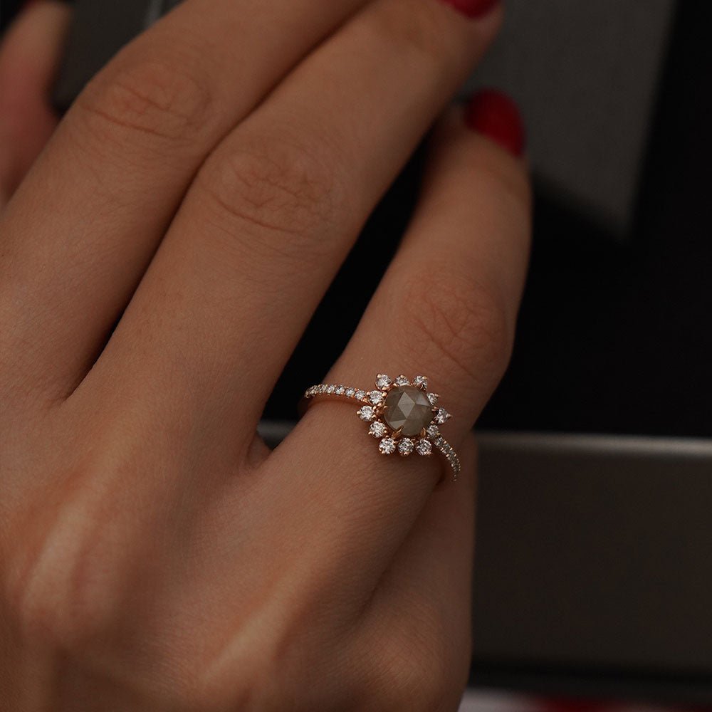 1.60 Karat Salt and Pepper Pırlanta Elmas Tasarım Yüzük - RNF0534 | Ronaff Pırlanta | Tektaş Yüzük, Pırlanta Yüzük, Kolye, Küpe