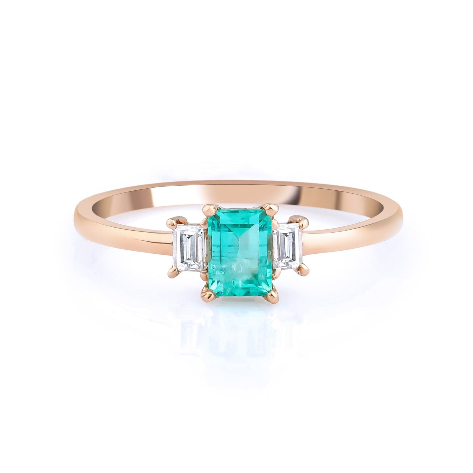 1.28 Karat Emerald Kesim Zümrüt & 0.40 Karat Baget Kesim Pırlantalı Tektaş Yüzük - RNF0118 | Ronaff Pırlanta | Tektaş Yüzük, Pırlanta Yüzük, Kolye, Küpe
