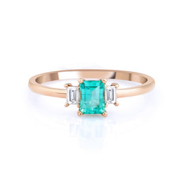 1.28 Karat Emerald Kesim Zümrüt & 0.40 Karat Baget Kesim Pırlantalı Tektaş Yüzük - RNF0118 | Ronaff Pırlanta | Tektaş Yüzük, Pırlanta Yüzük, Kolye, Küpe