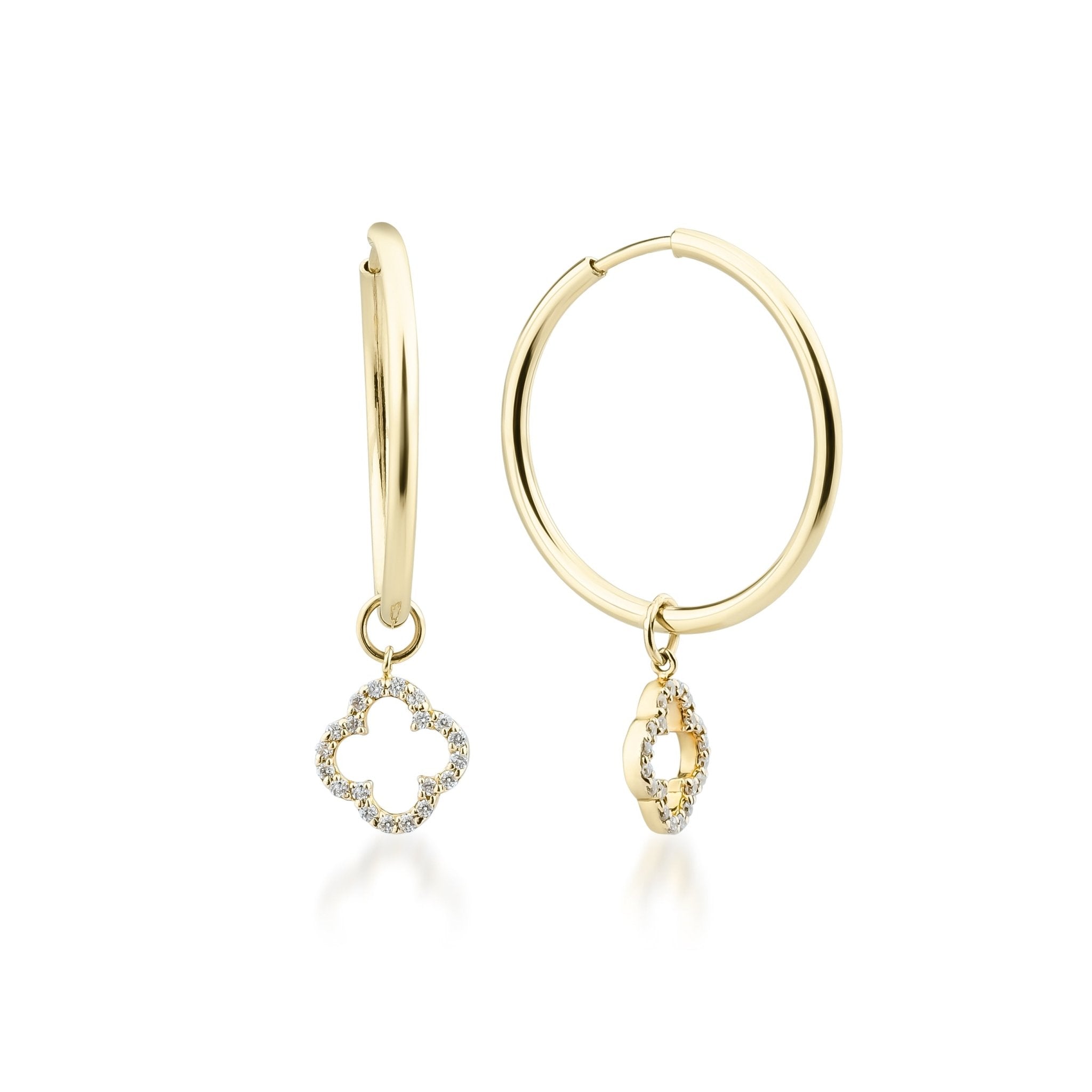 0.51 Karat Yonca Pırlantalı Halka Küpe Pırlanta - RNF0704 | Ronaff Pırlanta | Tektaş Yüzük, Pırlanta Yüzük, Kolye, Küpe