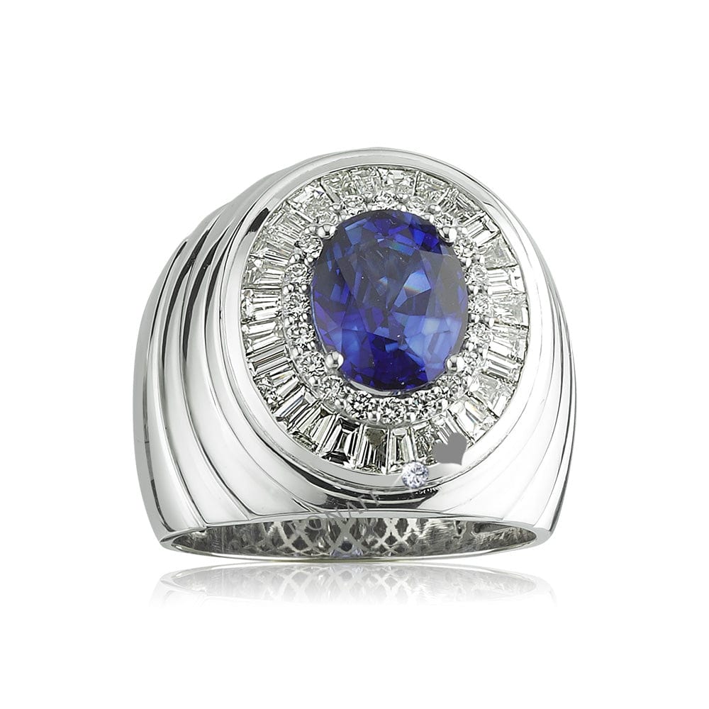 2.80 Karat Natural Safir & 1.50 Karat Baget Kesim Pırlantalı Yüzük - RNF0164 | Ronaff Pırlanta | Tektaş Yüzük, Pırlanta Yüzük, Kolye, Küpe