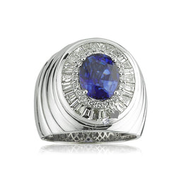 2.80 Karat Natural Safir & 1.50 Karat Baget Kesim Pırlantalı Yüzük - RNF0164 | Ronaff Pırlanta | Tektaş Yüzük, Pırlanta Yüzük, Kolye, Küpe