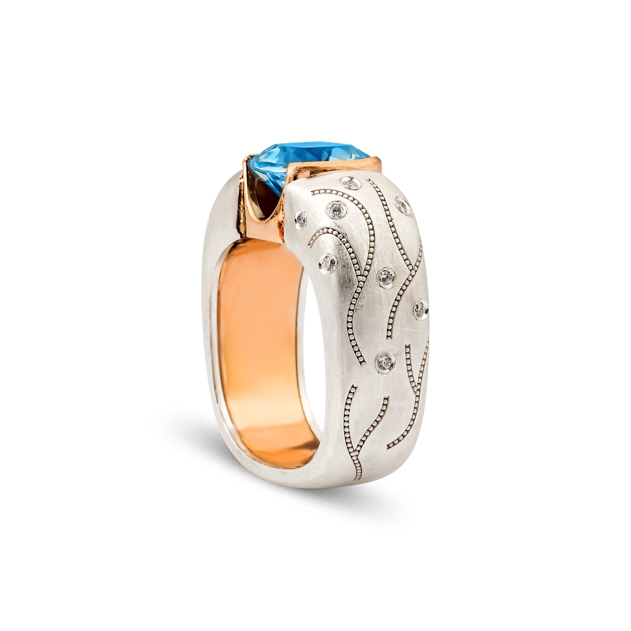 3.53 Karat Merkez Blue Topaz & 0.20 Karat Kenar Pırlanta Tasarım Yüzük - RNF0993 | Ronaff Pırlanta | Tektaş Yüzük, Pırlanta Yüzük, Kolye, Küpe