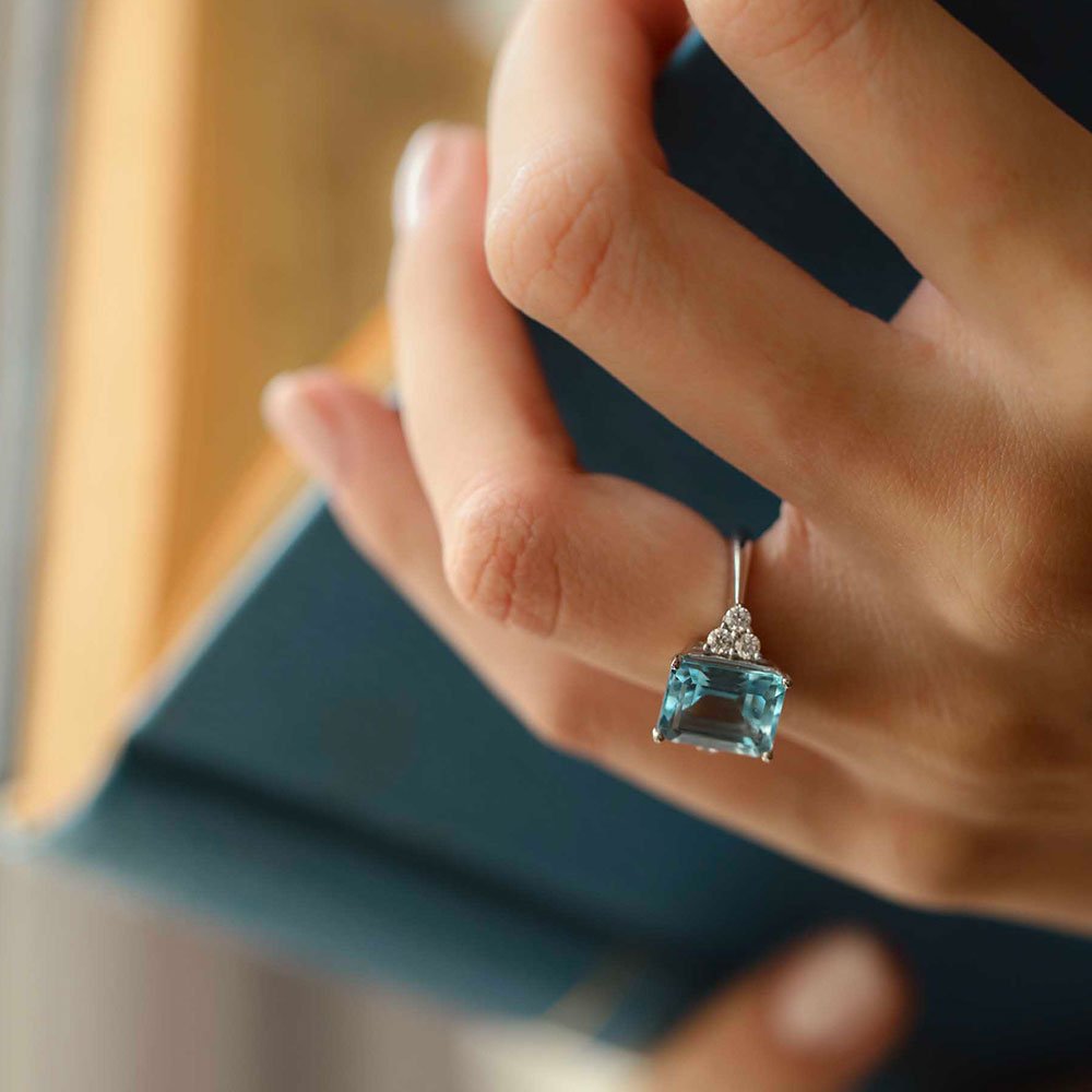 5.44 Karat Emerald Kesim Aquamarine Pırlantalı Yüzük - RNF0645 | Ronaff Pırlanta | Tektaş Yüzük, Pırlanta Yüzük, Kolye, Küpe