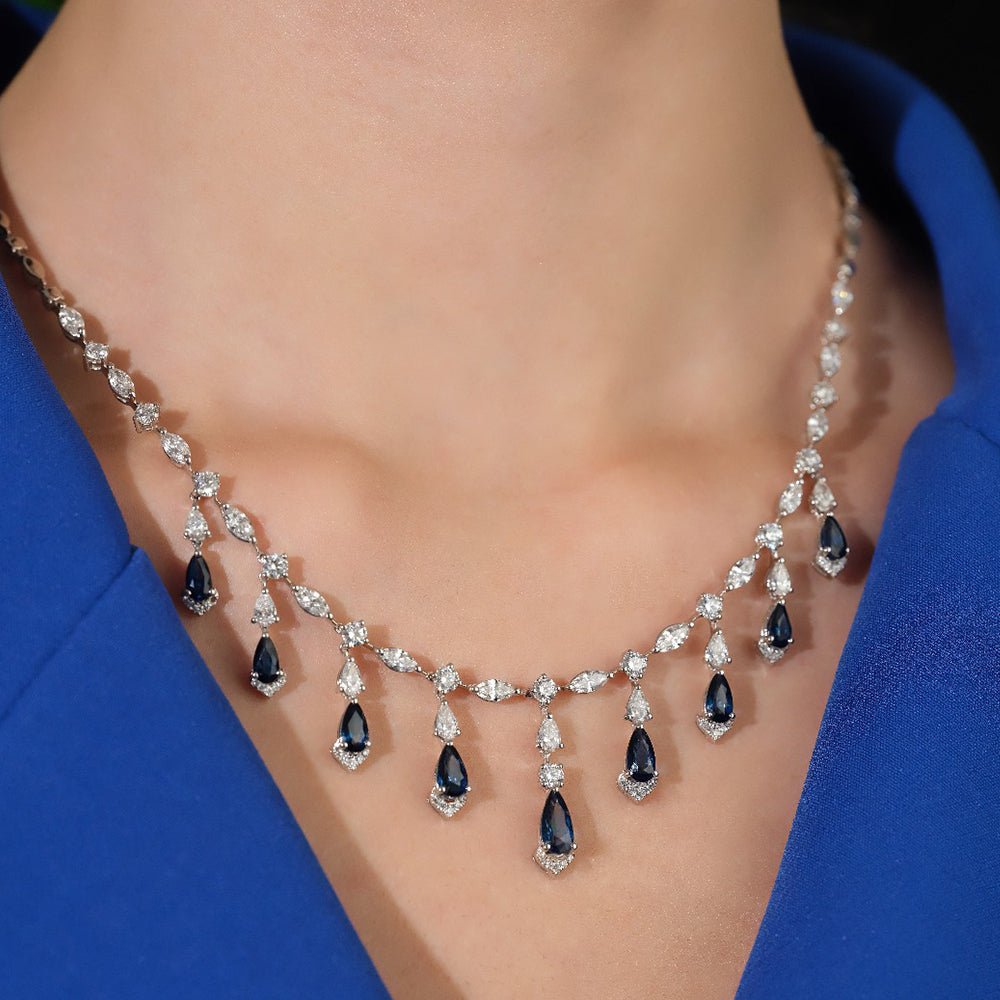 7.20 Karat Safir & 6.80 Karat Pırlanta Özel Tasarım Gerdanlık - RNF0959 | Ronaff Pırlanta | Tektaş Yüzük, Pırlanta Yüzük, Kolye, Küpe