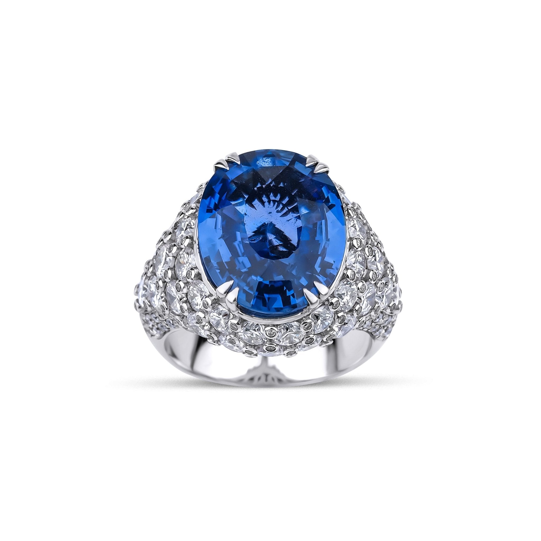 8.66 Karat Oval Safir & 4.54 Karat Yuvarlak Pırlanta Özel Tasarım Yüzük - RNF0967 | Ronaff Pırlanta | Tektaş Yüzük, Pırlanta Yüzük, Kolye, Küpe