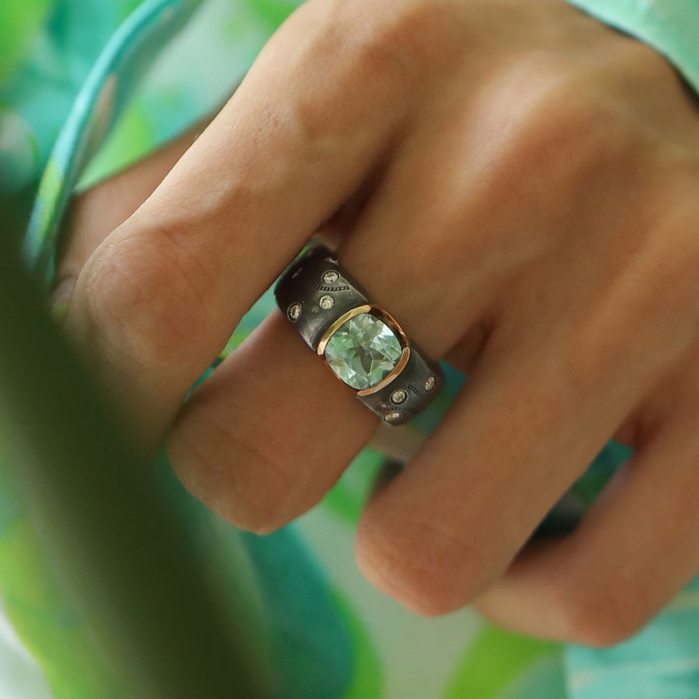 3.23 Karat Aquamarine Taşlı & 0.16 Karat Kenar Pırlantalı Özel Tasarım Unisex Yüzük - RNF0724 | Ronaff Pırlanta | Tektaş Yüzük, Pırlanta Yüzük, Kolye, Küpe