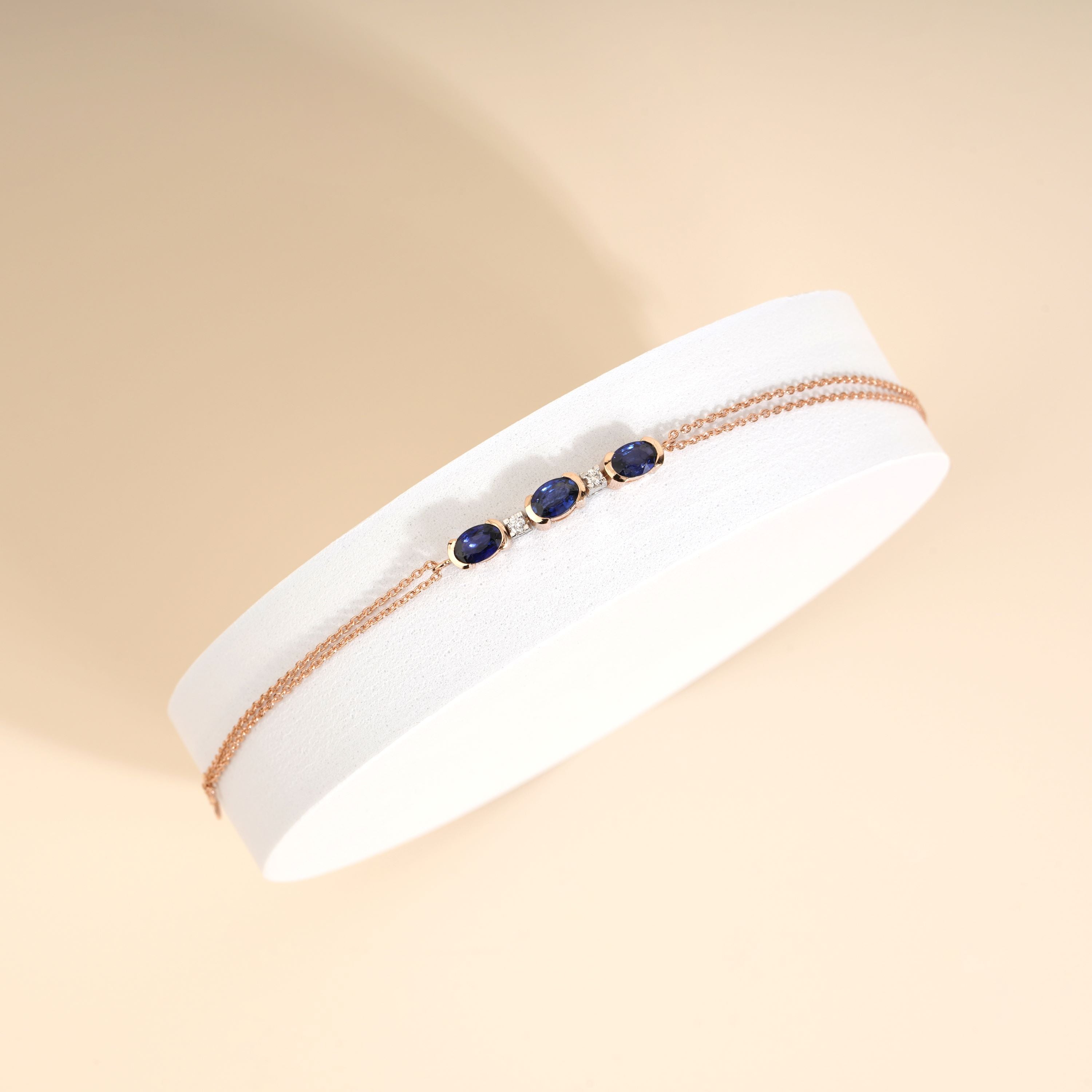 3.10 Karat Safir & 0.15 Yuvarlak Pırlanta Gece Zerafeti Bileklik - RNF1393