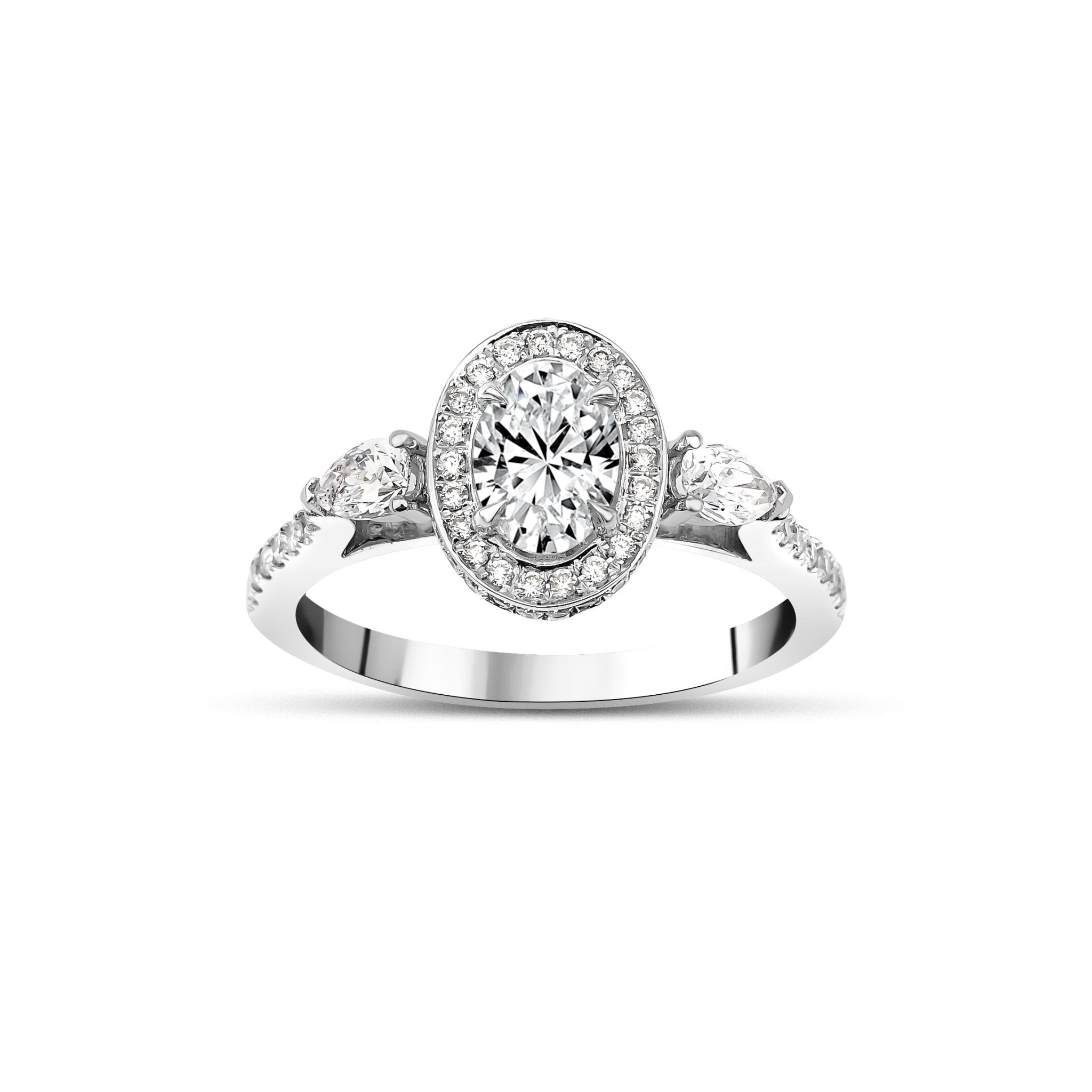 0.75 Karat Oval Merkez & 0.50 Karat Yuvarlak Kesim & 0.20 Karat Damla Kesim Pırlanta GIA Sertifikalı Özel Tasarım Tektaş Teklif Yüzüğü - RNF0714 | Ronaff Pırlanta | Tektaş Yüzük, Pırlanta Yüzük, Kolye, Küpe