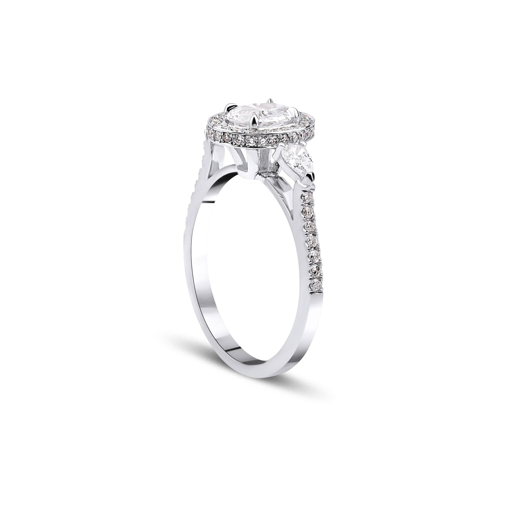 0.75 Karat Oval Merkez & 0.50 Karat Yuvarlak Kesim & 0.20 Karat Damla Kesim Pırlanta GIA Sertifikalı Özel Tasarım Tektaş Teklif Yüzüğü - RNF0714 | Ronaff Pırlanta | Tektaş Yüzük, Pırlanta Yüzük, Kolye, Küpe