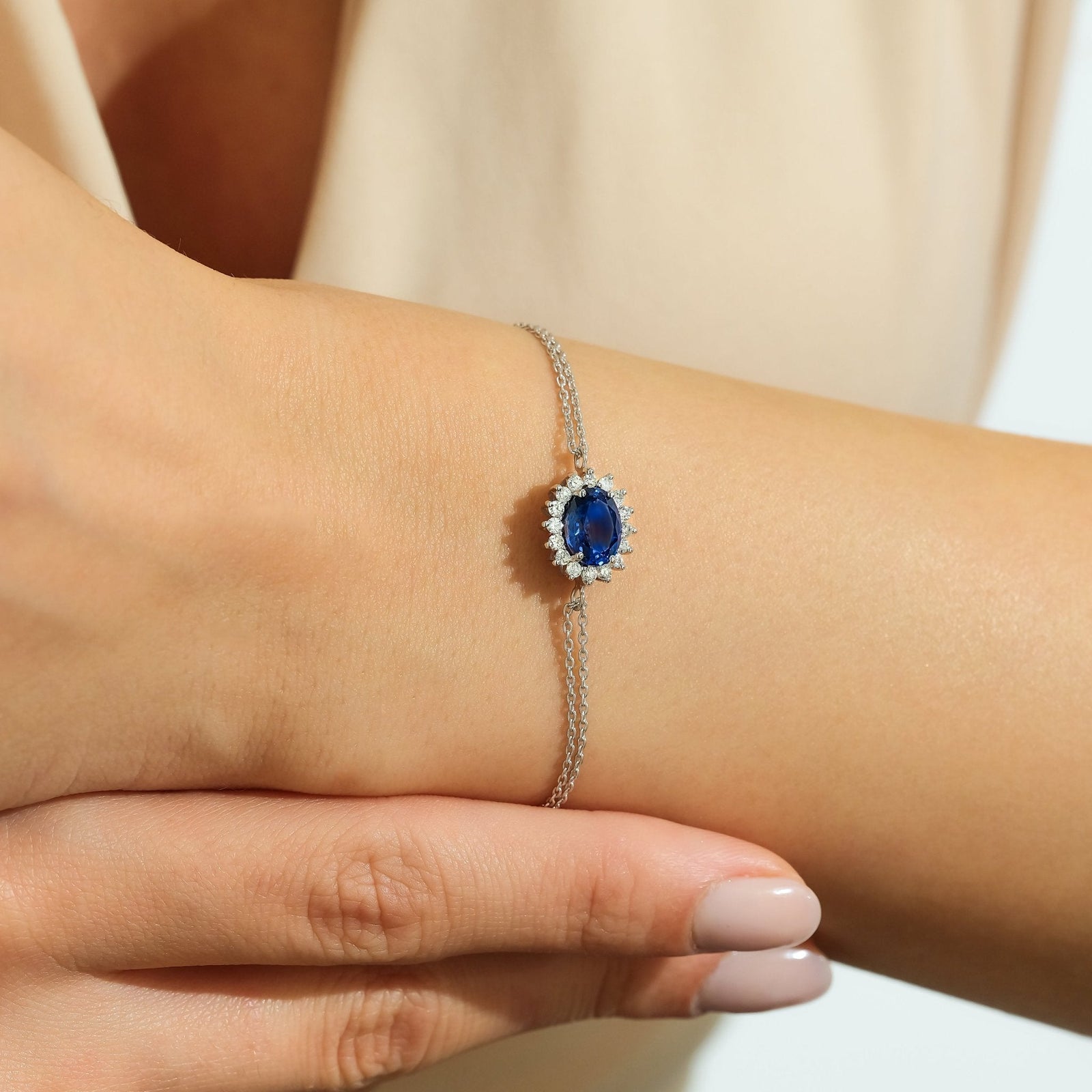 1.32 Karat Oval Safir & 0.14 Karat Pırlanta Bileklik - RNF0957 | Ronaff Pırlanta | Tektaş Yüzük, Pırlanta Yüzük, Kolye, Küpe