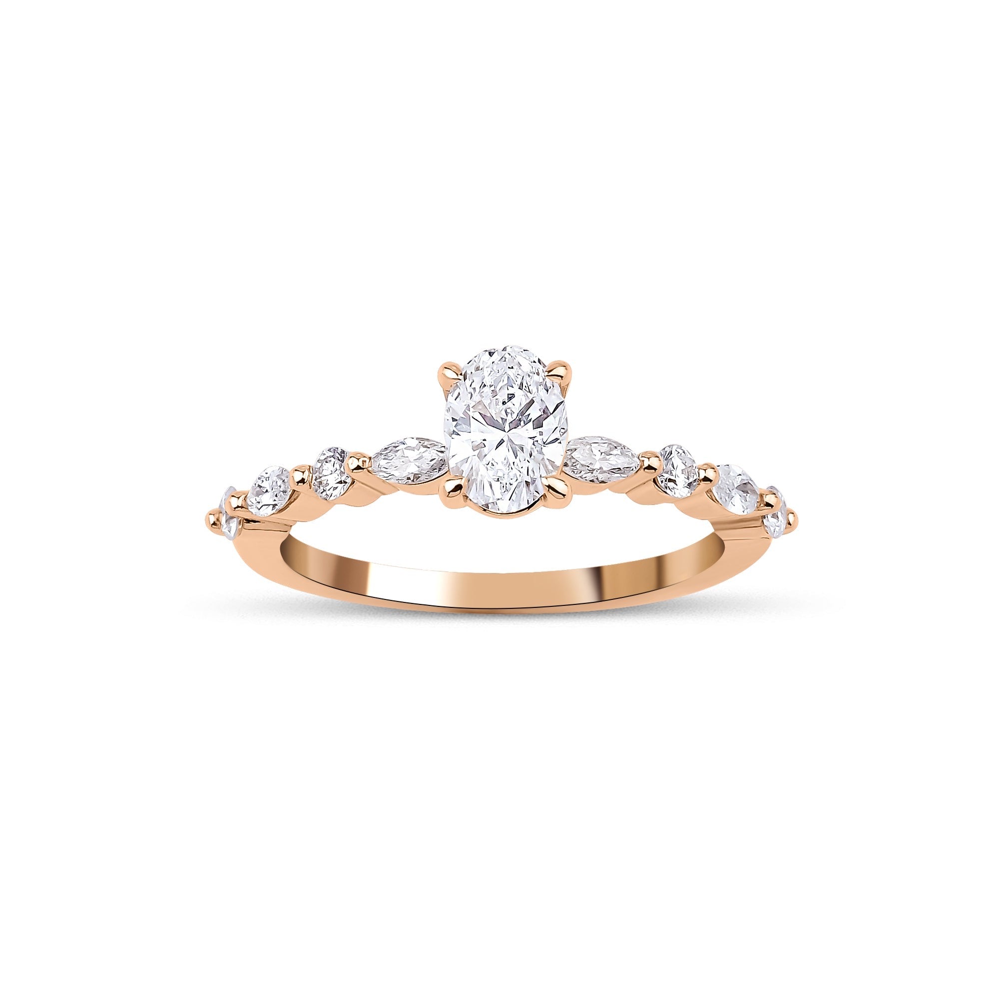 0.70 Karat Oval Kesim & 0.30 Karat Markiz Kesim & 0.12 Karat Yuvarlak Kesim GIA/HRD Sertifikalı Tektaş Pırlanta Markiz Kollu Yüzük - RNF0767 | Ronaff Pırlanta | Tektaş Yüzük, Pırlanta Yüzük, Kolye, Küpe