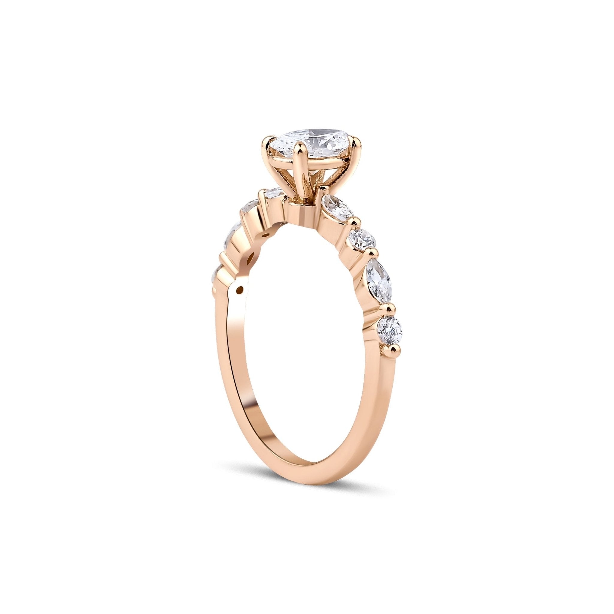 0.70 Karat Oval Kesim & 0.30 Karat Markiz Kesim & 0.12 Karat Yuvarlak Kesim GIA/HRD Sertifikalı Tektaş Pırlanta Markiz Kollu Yüzük - RNF0767 | Ronaff Pırlanta | Tektaş Yüzük, Pırlanta Yüzük, Kolye, Küpe
