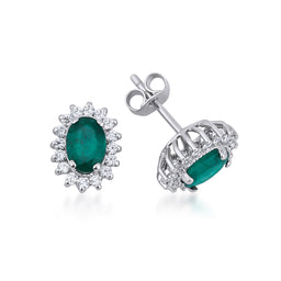 1.20 Karat Oval Zümrüt & 0.24 Karat Yuvarlak Pırlanta Küpe - RNF0895 | Ronaff Pırlanta | Tektaş Yüzük, Pırlanta Yüzük, Kolye, Küpe