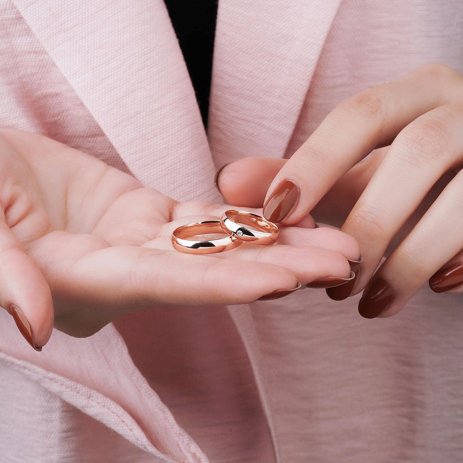 4 mm Pırlantalı Klasik Bombeli Çift Rose Alyans - RNF0203 | Ronaff Pırlanta | Tektaş Yüzük, Pırlanta Yüzük, Kolye, Küpe