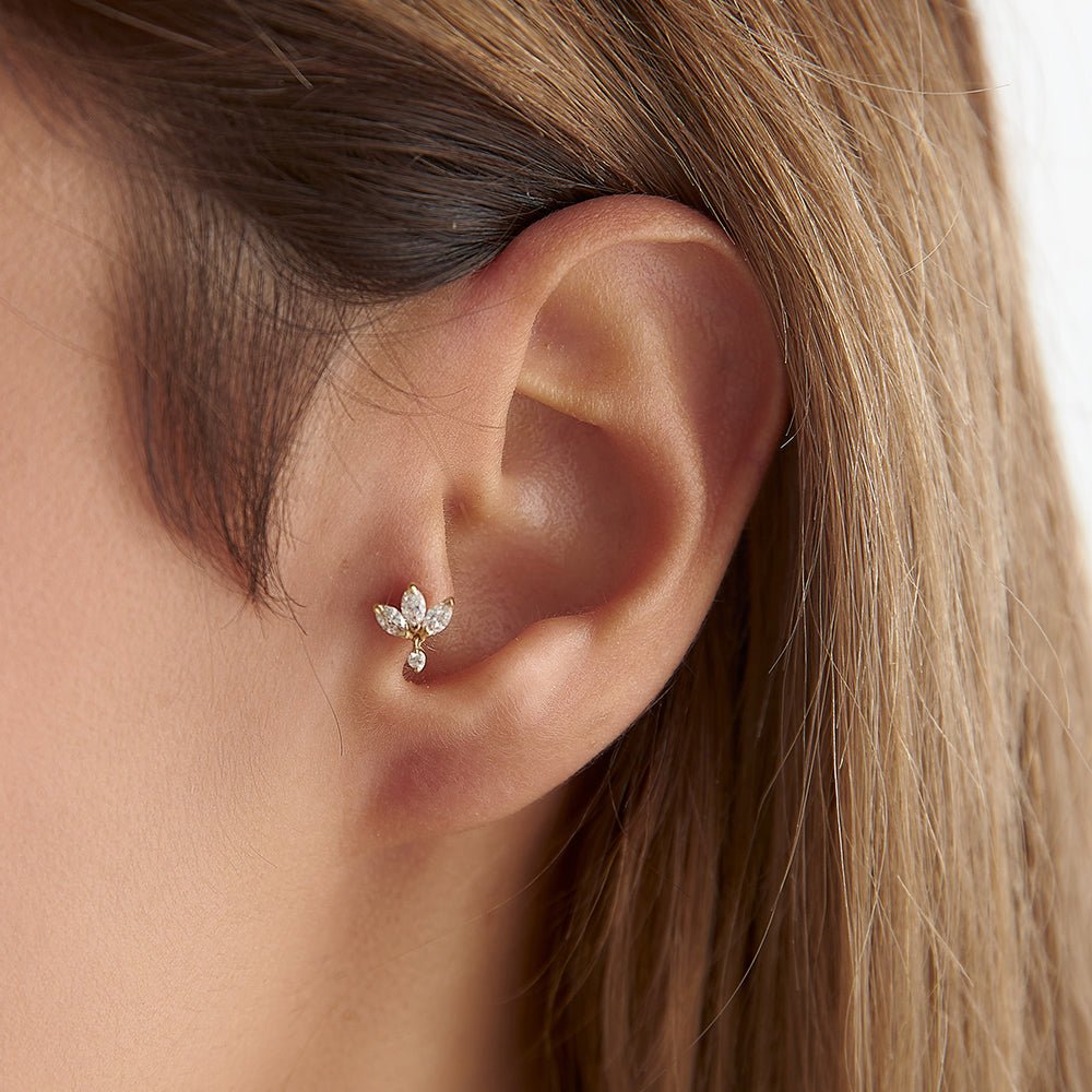 0.19 Karat Markiz Kesim Pırlanta Piercing - RNF0852 | Ronaff Pırlanta | Tektaş Yüzük, Pırlanta Yüzük, Kolye, Küpe