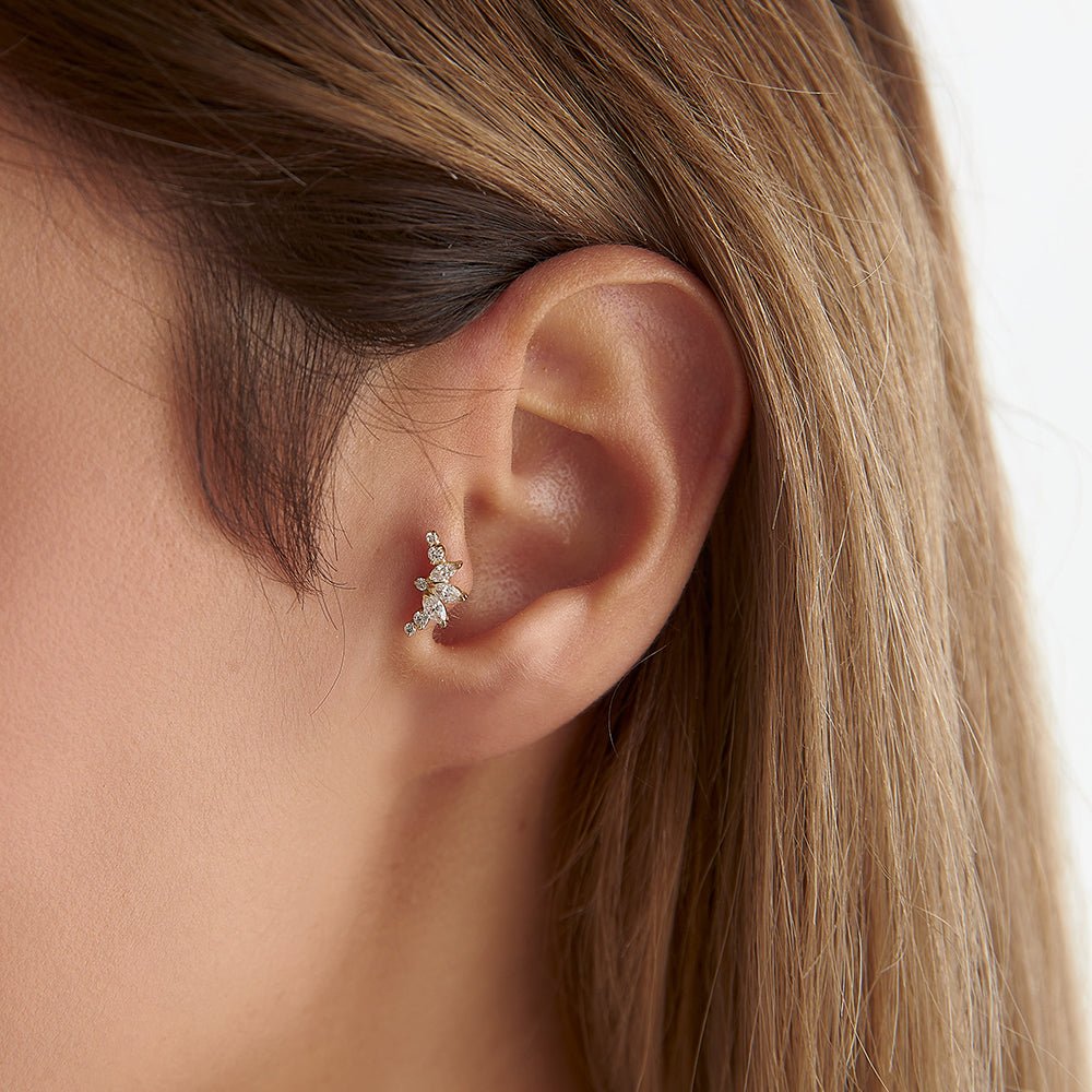 0.15 Karat Markiz & 0.04 Yuvarlak Kesim Pırlantalı Piercing - RNF0850 | Ronaff Pırlanta | Tektaş Yüzük, Pırlanta Yüzük, Kolye, Küpe
