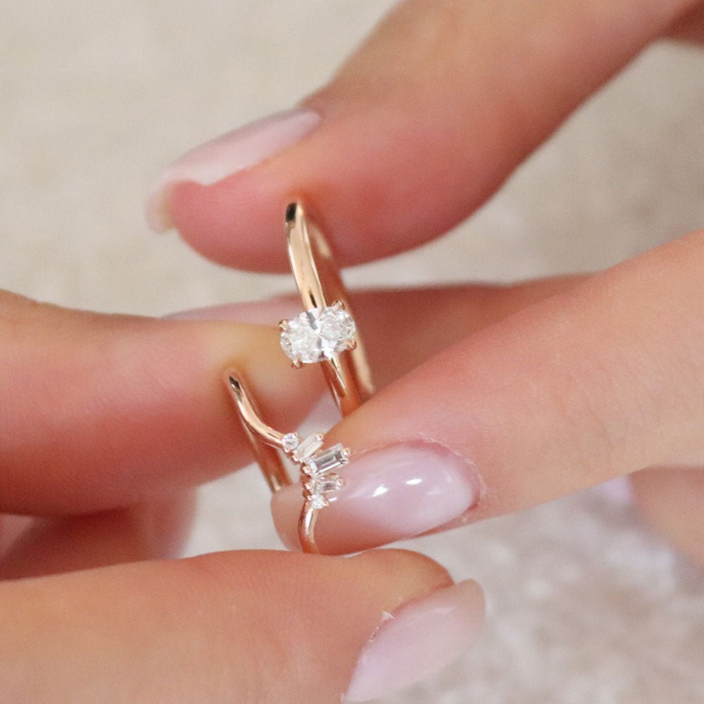 0.30 Karat Oval Kesim Tektaş Pırlanta Yüzük & 0.14 Karat Baget Kesim Pırlantalı Ek Yüzük - RNF0509 | Ronaff Pırlanta | Tektaş Yüzük, Pırlanta Yüzük, Kolye, Küpe